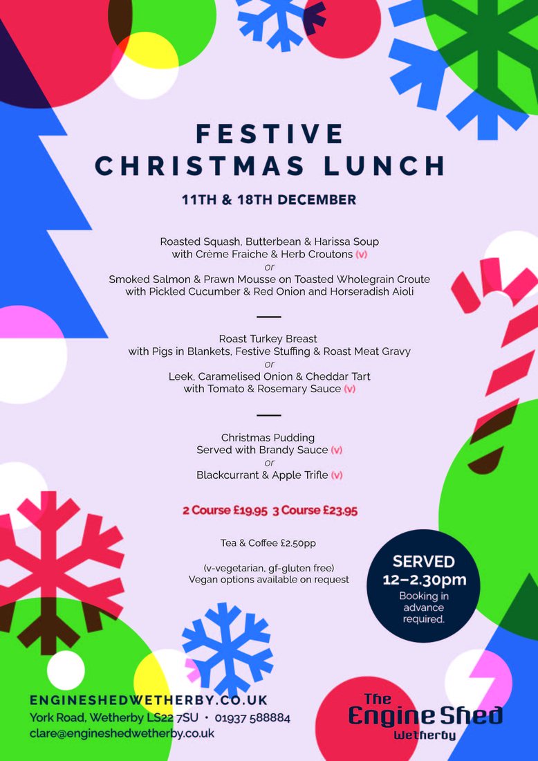 Festive Christmas Lunch menu poster for 11 and 18 December 2026