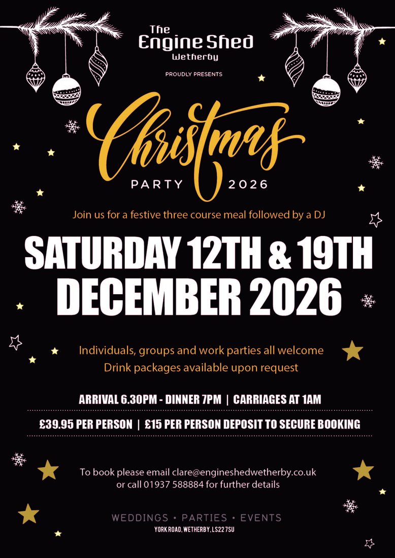 Christmas Party 2026 poster for 12 and 19 December